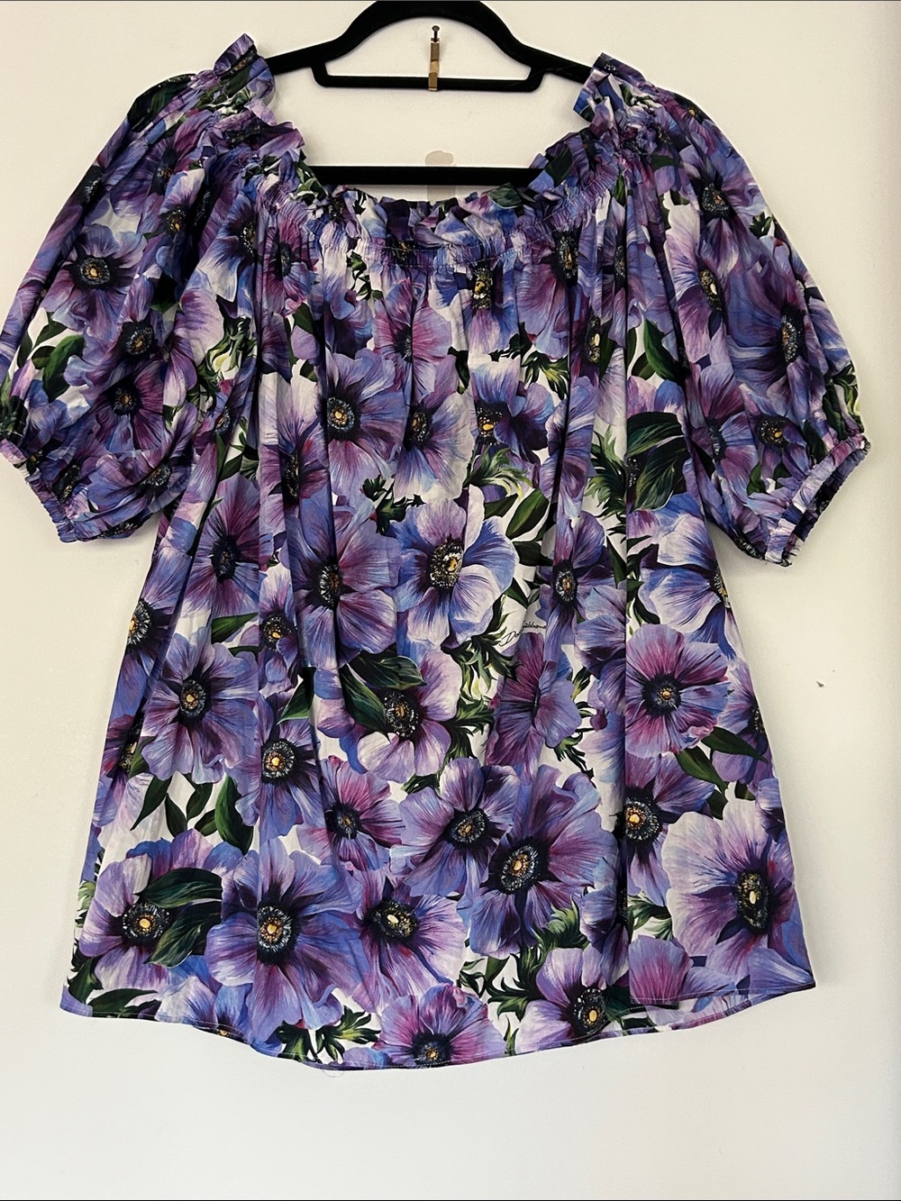 Dolce & Gabana Purple Floral Off-Shoulder Women's Top